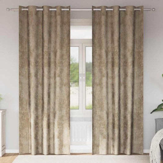 Curtain with Curtains 2 pcs Champagne 260 x 140 cm Velvet