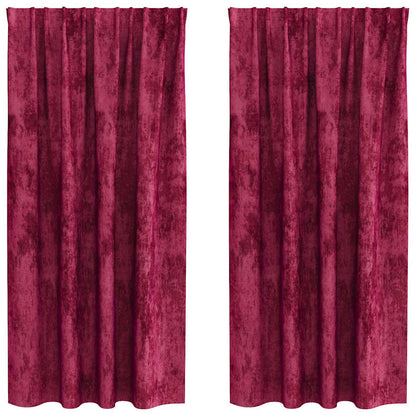 Curtain with Curtains 2 pcs Wine red 175 x 140 cm Velvet