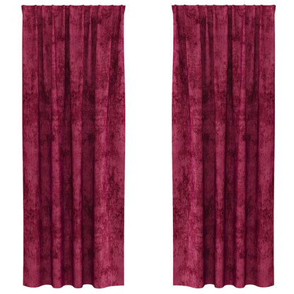 Curtain with Curtains 2 pcs Wine red 245 x 140 cm Velvet
