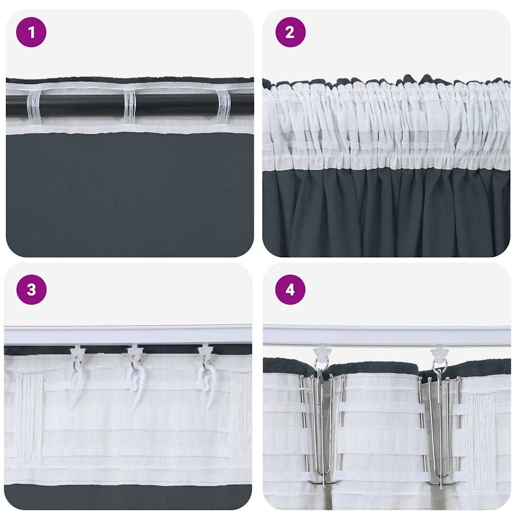 Curtain with Curtains 2 pcs Silver grey 245 x 140 cm Velvet