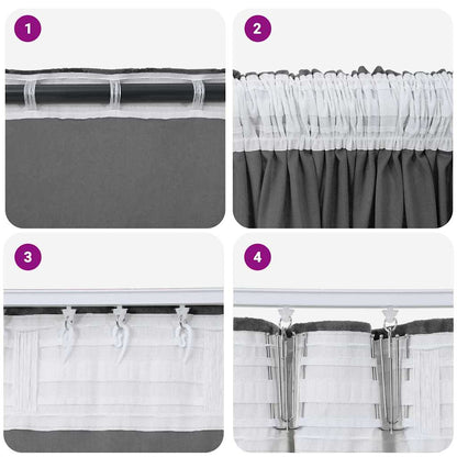 Curtain with Curtains 2 pcs Grey 260 x 140 cm Velvet