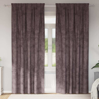 Curtain with Curtains 2 pcs Brown 225 x 140 cm Velvet