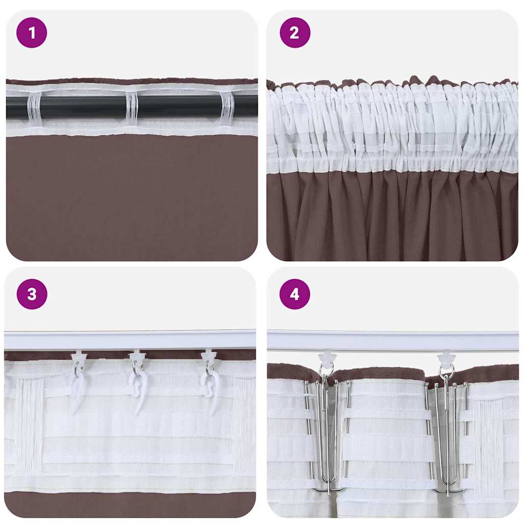 Curtain with Curtains 2 pcs Brown 245 x 140 cm Velvet