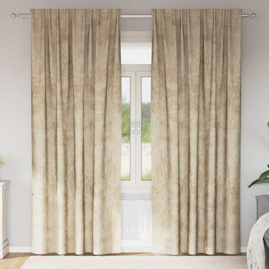 Curtain with Curtains 2 pcs Cream 245 x 140 cm Velvet