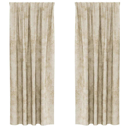 Curtain with Curtains 2 pcs Cream 245 x 140 cm Velvet