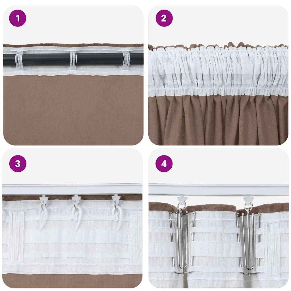 Curtain with Curtains 2 pcs Cappuccino 140 x 140 cm Velvet