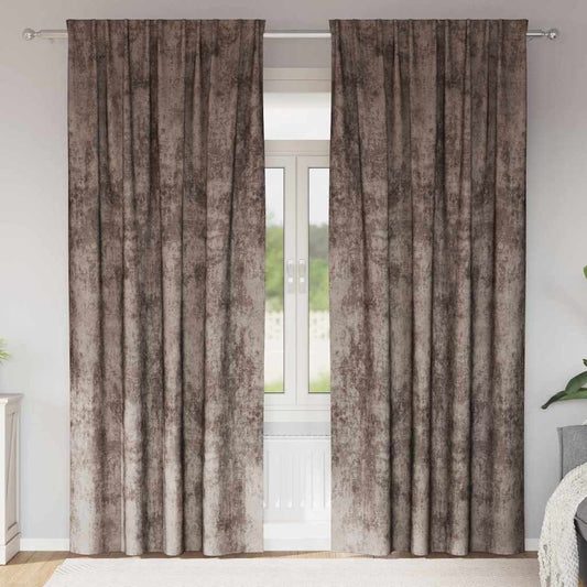 Curtain with Curtains 2 pcs Cappuccino 245 x 140 cm Velvet