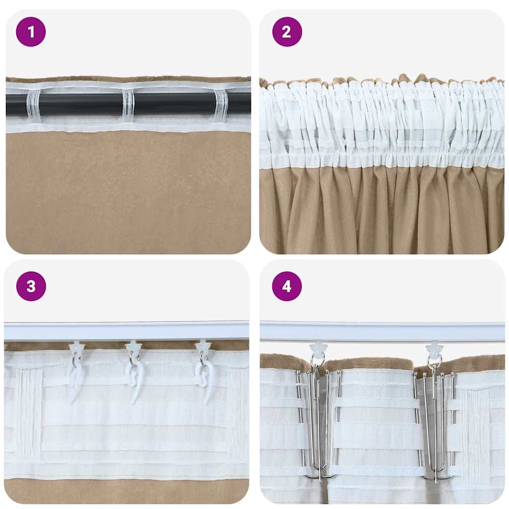 Curtain with Curtains 2 pcs Champagne 140 x 140 cm Velvet