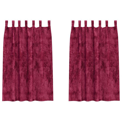 Curtain with Curtains 2 pcs Wine red 175 x 140 cm Velvet