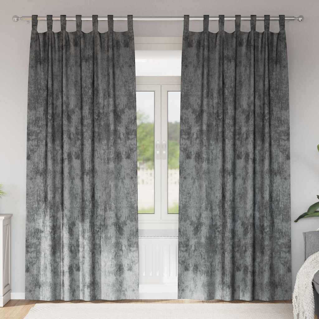 Curtain with Curtains 2 pcs Grey 245 x 140 cm Velvet