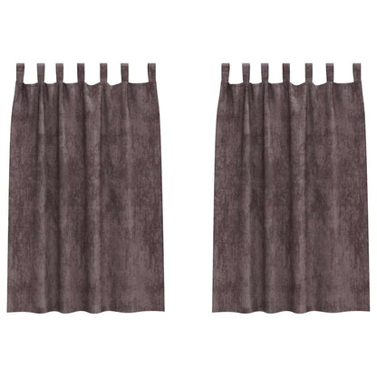 Curtain with Curtains 2 pcs Brown 175 x 140 cm Velvet