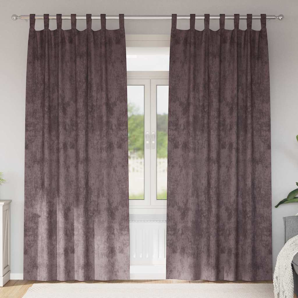 Curtain with Curtains 2 pcs Brown 260 x 140 cm Velvet