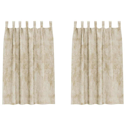 Curtain with Curtains 2 pcs Cream 175 x 140 cm Velvet