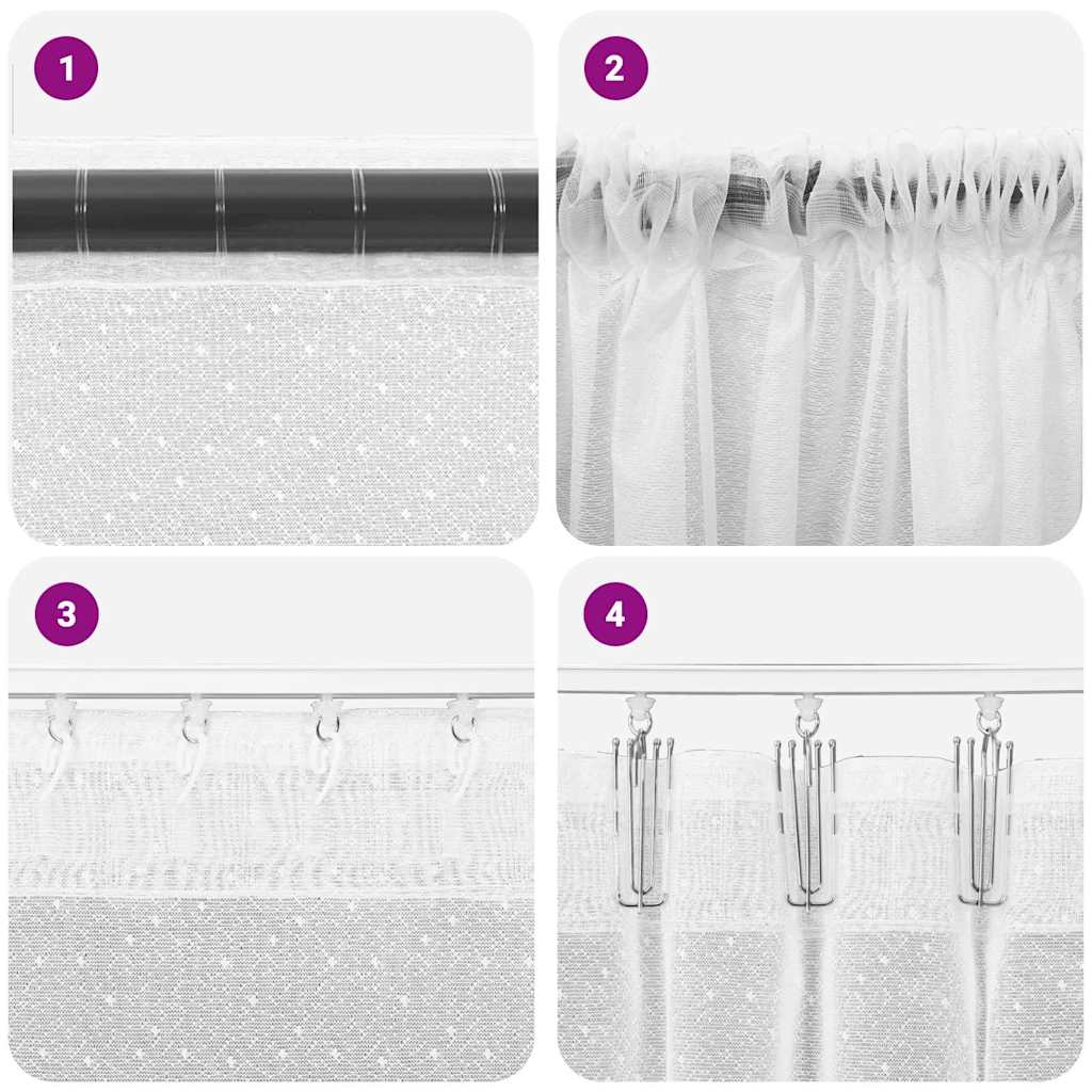 Lace Curtain with Curtains Floral White 245 x 900 cm Polyester