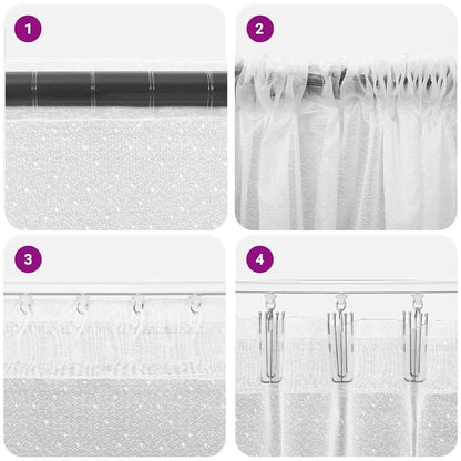 Lace Curtain with Curtains Floral White 245 x 900 cm Polyester