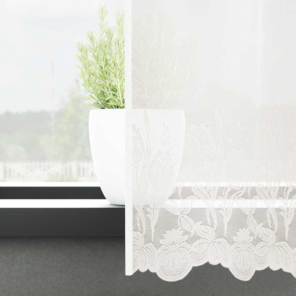 Lace Curtain with Curtains Floral White 245 x 900 cm Polyester