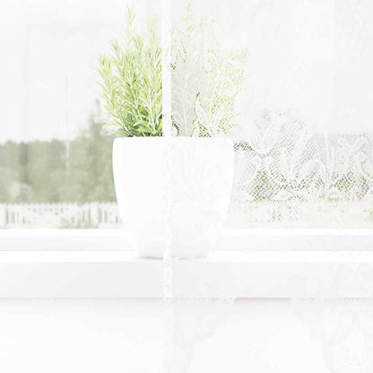 Curtains with Curtains Floral White 300 x 300 cm Polyester