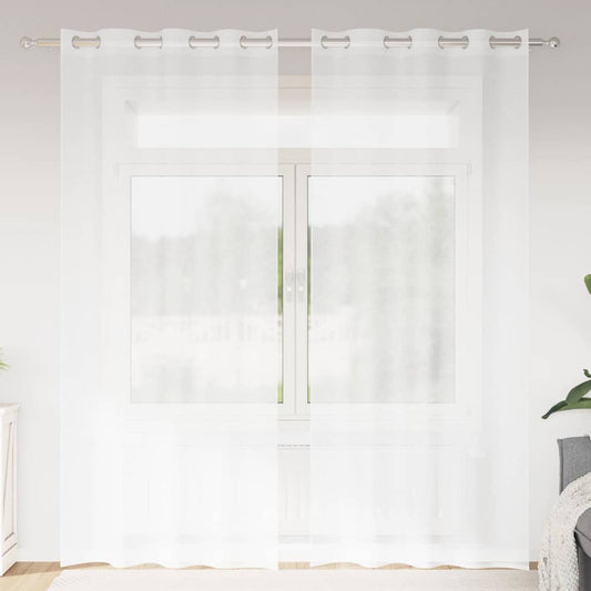 Curtains with Curtains 2 pcs White 140x225cm Polyester