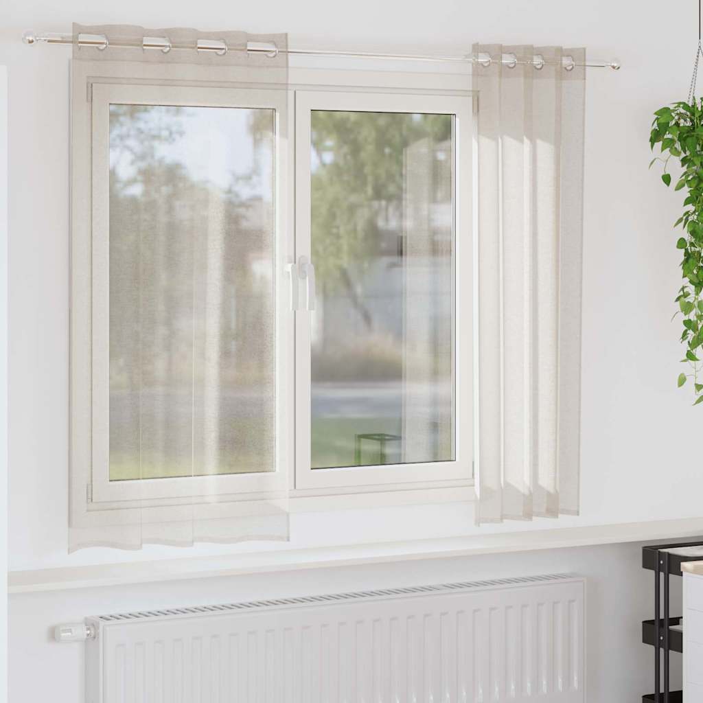 Curtains with Curtains 2 pcs Sand 140x175cm Polyester