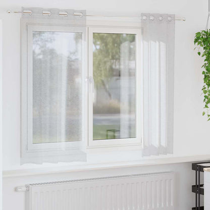 Curtains with Curtains 2 pcs Light grey 140x175cm Polyester