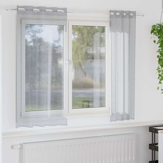 Curtains with Curtains 2 pcs Dark grey 140x175cm Polyester