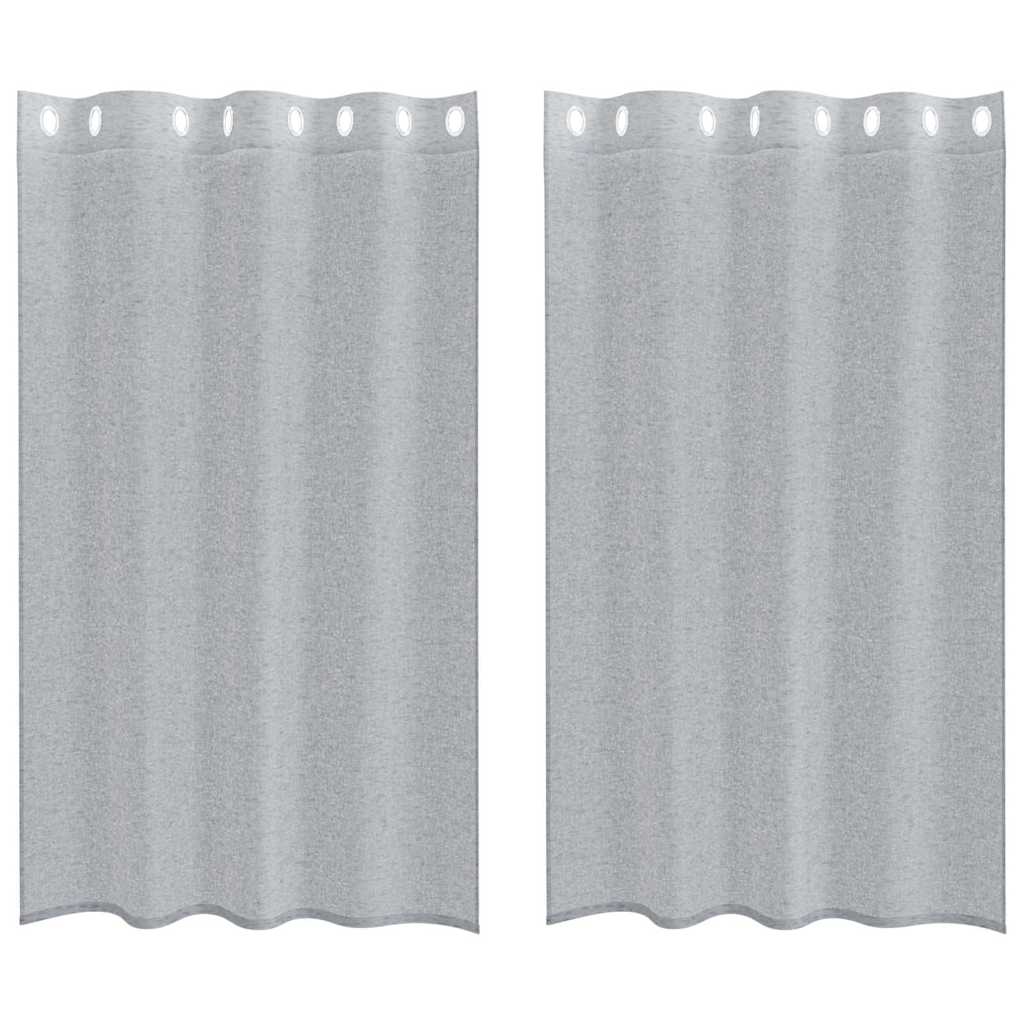 Curtains with Curtains 2 pcs Dark grey 140x175cm Polyester