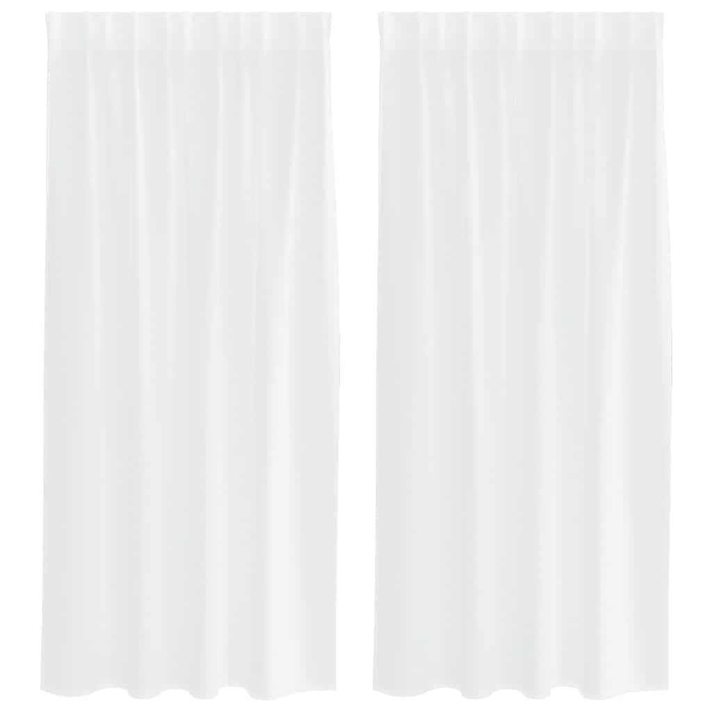 Curtains with Curtains 2 pcs White 140x175cm Polyester