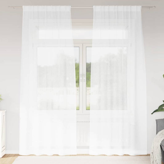 Curtains with Curtains 2 pcs White 140x260cm Polyester