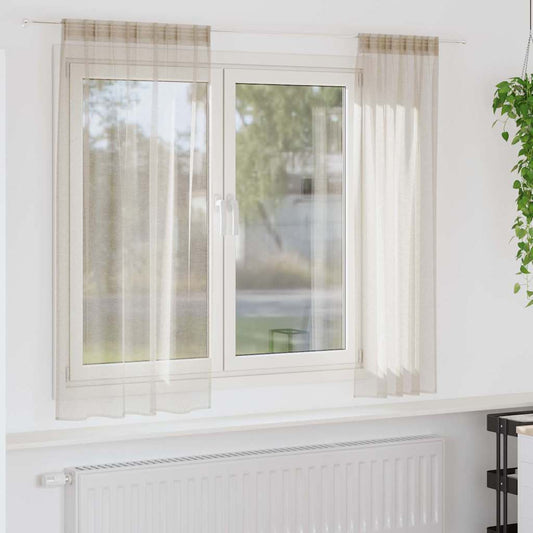 Curtains with Curtains 2 pcs Sand 140x175cm Polyester