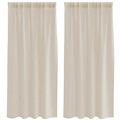 Curtains with Curtains 2 pcs Sand 140x175cm Polyester