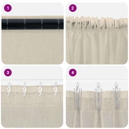 Curtains with Curtains 2 pcs Sand 140x260cm Polyester
