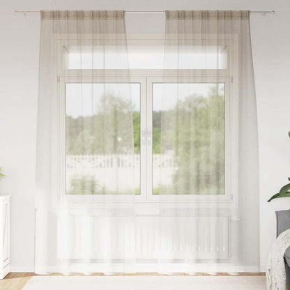 Curtains with Curtains 2 pcs Sand 140x260cm Polyester
