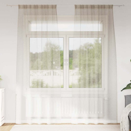 Curtains with Curtains 2 pcs Sand 140x260cm Polyester