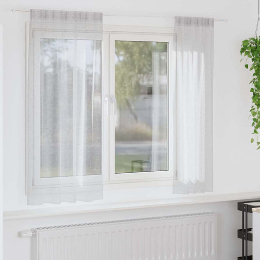 Curtains with Curtains 2 pcs Light grey 140x175cm Polyester