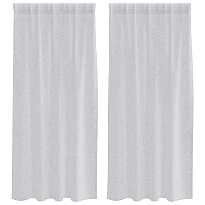 Curtains with Curtains 2 pcs Light grey 140x175cm Polyester