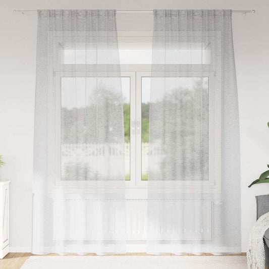 Curtains with Curtains 2 pcs Light grey 140x245cm Polyester