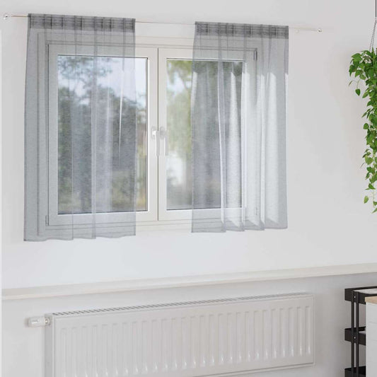 Curtains with Curtains 2 pcs Dark grey 140x140cm Polyester
