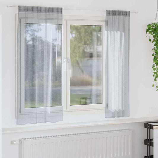 Curtains with Curtains 2 pcs Dark grey 140x175cm Polyester