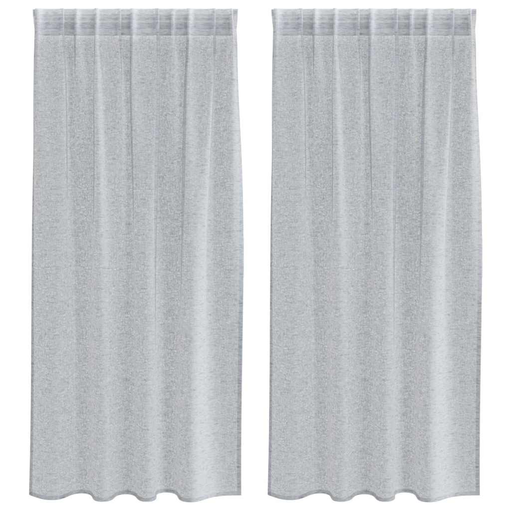 Curtains with Curtains 2 pcs Dark grey 140x175cm Polyester