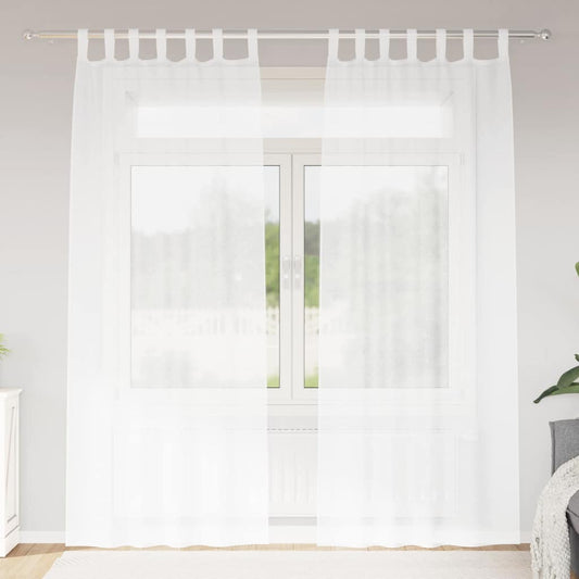 Curtains with Curtains 2 pcs White 140x245cm Polyester