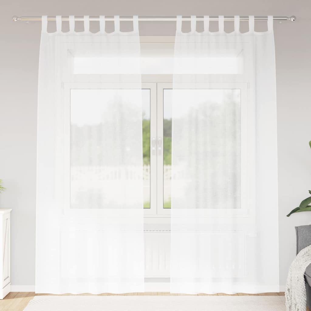 Curtains with Curtains 2 pcs White 140x260cm Polyester
