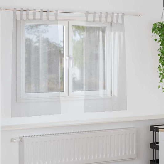 Curtains with Curtains 2 pcs Light grey 140x140cm Polyester