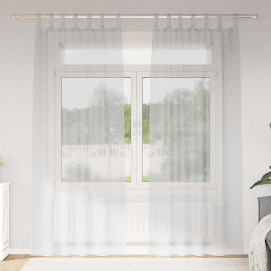 Curtains with Curtains 2 pcs Light grey 140x245cm Polyester