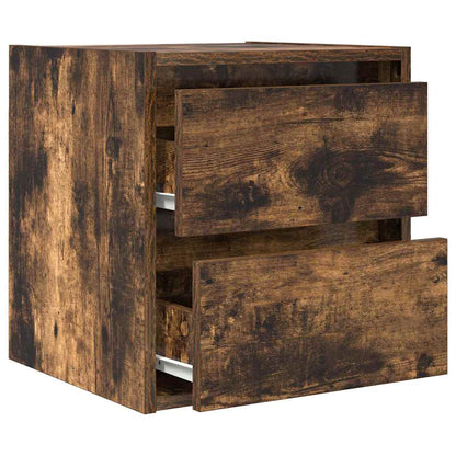 Wall-mounted Bedside Cabinet Smoked Oak 38x34x40 cm