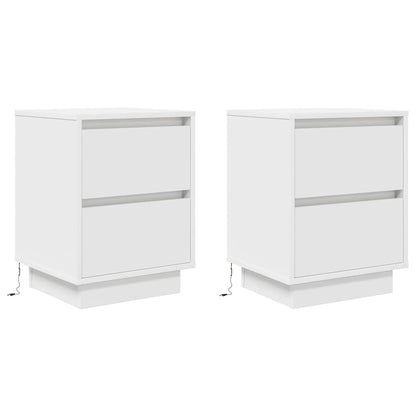 Bedside Cabinets with LED Lights 2 pcs White 38x34x50 cm