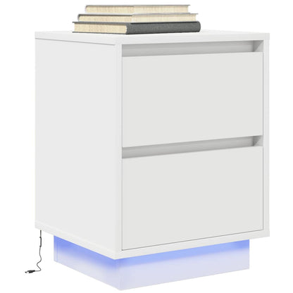 Bedside Cabinets with LED Lights 2 pcs White 38x34x50 cm