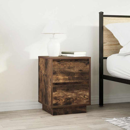 Bedside Cabinets with LED Lights 2 pcs Smoked Oak 38x34x50 cm