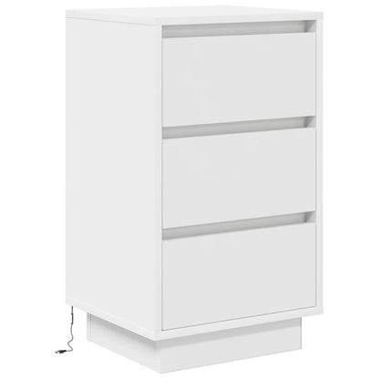 Bedside Cabinet with LED Lights White 38x34x65 cm