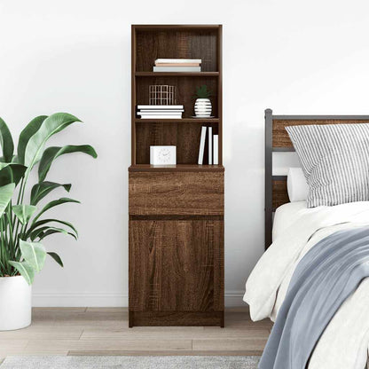 Bedside Cabinet Brown Oak 39x35x125 cm Engineered Wood