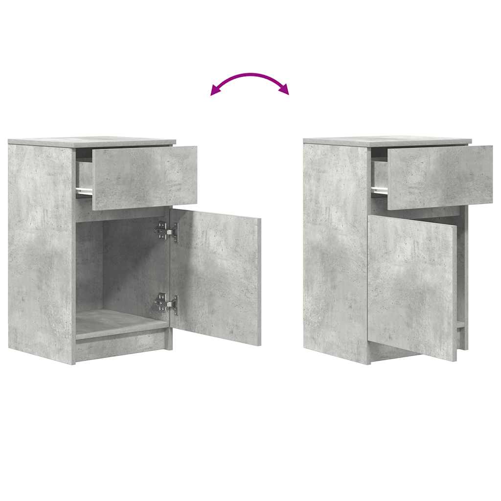 Bedside Cabinet Concrete Grey 39x35x65 cm Engineered Wood